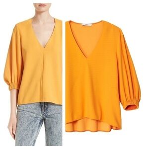 Tibi / Oversized  structured Crepe Trapeze Top in bright mango yellow XS
